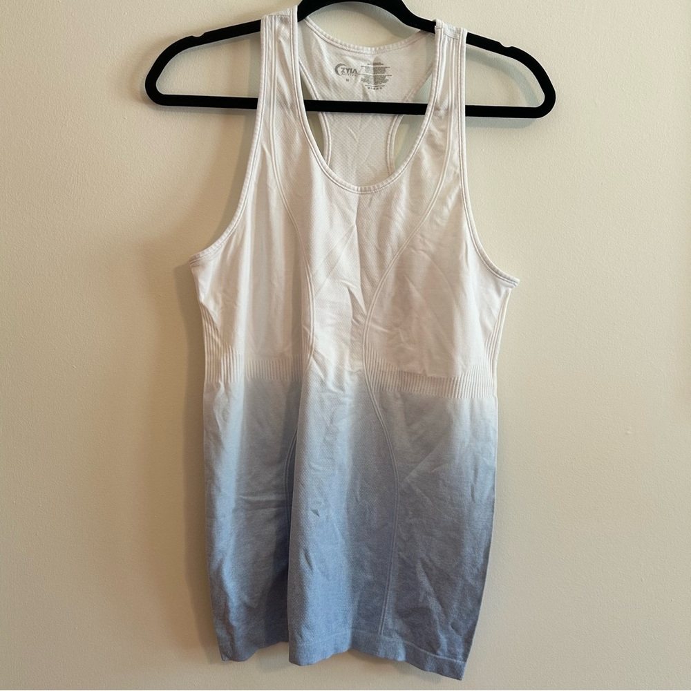 Zyia Women's White and Blue Ombre Tank Top